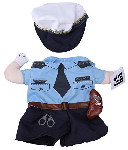 Tiiyee Costume Poliziotto Cane, Vestito Cane Per Gatto Vestiti Gatti Costumi Animali Dog Costumes For Small Dogs Fancy Dress Cotone Uniformi Con Cappello Funny Pet Suit With Legs Halloween Piccolo