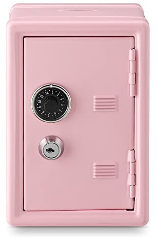 Younion Money Safe and Cash Lock Box, Mini Size Security Safe Box for Money Jewelry and valuables, 4.6x 4.2x 6.9 Pink