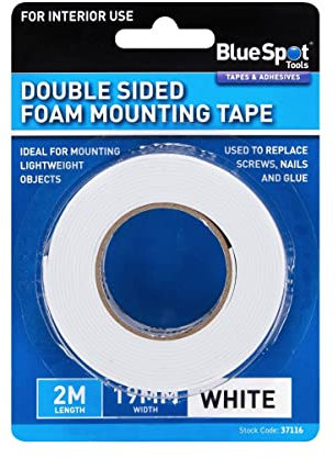 Blue Spot Tools - 19mm x 2M White Double Sided Foam Mounting Tape