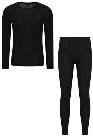 Mountain Warehouse Merino Mens Thermal Top & Pant Set Black XL