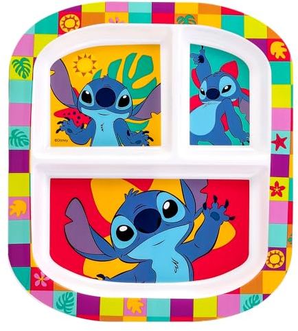 Zawadi Global Stitch Assiette à 3 sections réutilisables pour petit déjeuner et enfant