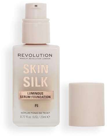 Makeup Revolution, Skin Silk Serum Foundation, Light to Medium Coverage, Contains Hyaluronic Acid, F5, 23ml