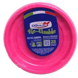 TEKHOME Piatti Plastica frutta,25/50/75/100/125/150 Pezzi piatti plastica colorati lavabili e riutilizzabili Rotondi per Compleanno,Festa, Matrimonio,Fai da Te Fatti a Mano (FUCSIA, 25)