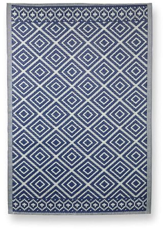 Coopers of Stortford Aztec Outdoor Garden Rug (Blue, 120 x 120cm)