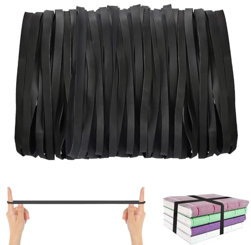 YOUYIKE 30 Pezzi Fasce Elastiche in Gomma, 18x1cm, Silicone, Nero, Elastici Larghi per Arte, Scuola, Casa, Ufficio, Cartelline, Libri