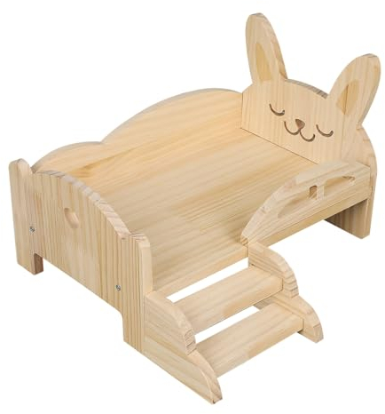 Sparklenut Meerschweinchen Hängematte Holz, Bett, Versteck Mit Treppen für Hamster, Ratten, Frettchen, Chinchilla, Kleintiere (1* Bett Holz)