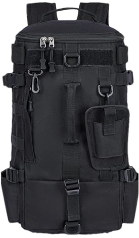 Zaino per pesca, grande zaino da pesca, borsa per attrezzatura da pesca, borsa per attrezzatura da pesca con porta canne, grande borsa per pesca, campeggio, escursionismo, attrezzatura da pesca, Nero