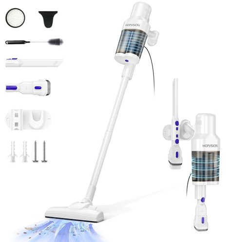 Aspiradora con Cable Potente Succióne 22Kpa 600W, Aspiradora de Escoba con Cable 6 Metros, Aspirador Portátil 3 en 1, Ligera con Filtro Hepa y Soporte Mural