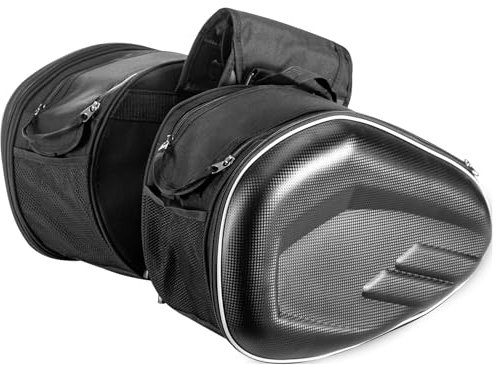Youyijia Motorcycle Saddle Bag Universal Waterproof Expandable Motorcycle Panniers Side Bags with Rain Cover Durable Oxford Material for Long-Distance Travel Black