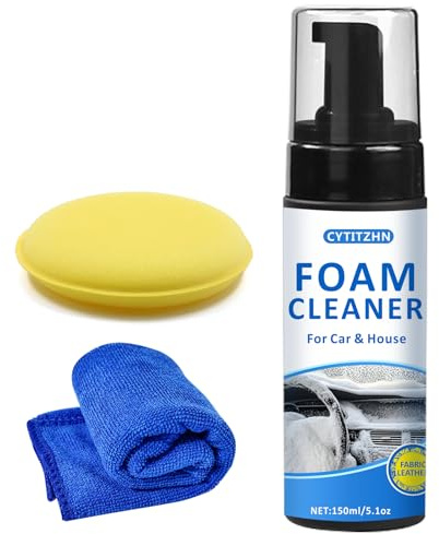 CYTITZHN Multipurpose Car Interior Foam Cleaner for Seats, Carpets & Dashboard – Deep Cleaning Formula for Fabric, Leather, Plastic Surfaces | Car Detailing Kit & Upholstery Cleaner (5.1Oz/150ML)