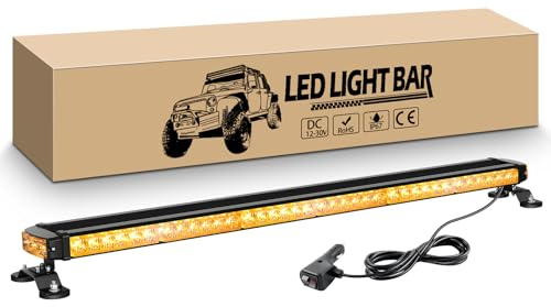 RIGIDON 38 tum 96 cm 78 LED stroboskopljuslist, 12V 24V nödljuslist varningsljus med magnetisk bas för bil, lastbil, släpvagn, fordon (bärnsten)