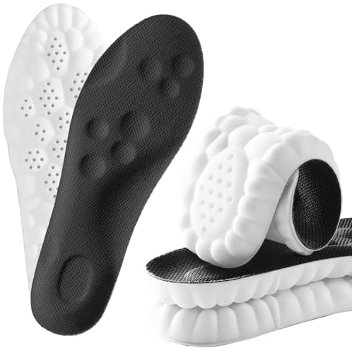 FIGCY Plantillas Hombre Negro Amortiguadoras Ortopédicas EU 43-44 para Running, Zapatos de Trabajo, Soporte Arco Plantar & Comodidad, Almohadillas Transpirables