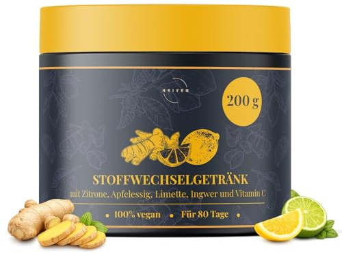 Metaboldryck – Morgonväckningsshake med citron, ingefära, äppelcidervinäger, lime och vitamin C – Dryckpulver för morgonrutinen – Vegansk – utan tillsatser – 200 g