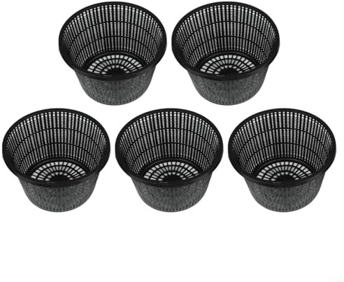 Confezione da 5 grandi vasi a rete idroponica da 21 cm, in plastica nera, per piante acquatiche, laghetti, giardini, circolazione dell'acqua, contenitori per vivaio