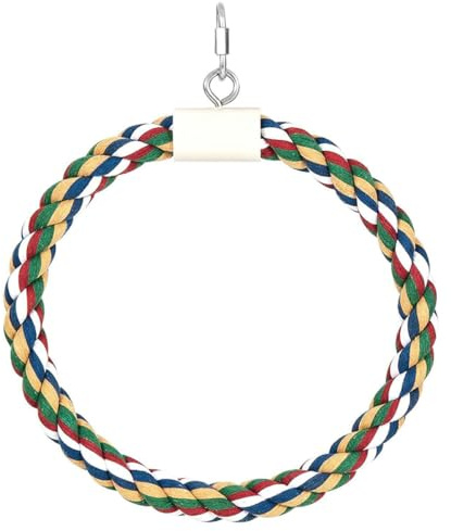 Cabilock Columpio Redondo de Cuerda de Algodón para Loros y Cacatúas, Juguete Colgante para Morder, Adecuado para Jaulas y Fomentar el Ejercicio de Aves Mascotas