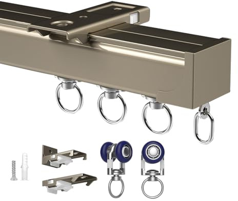 Takstänger 50–600 cm, tungt du glidande spårsystem med flera remskivor, perfekt för dusch, husbil, fönsteravdelare – mångsidig och binari-tend.