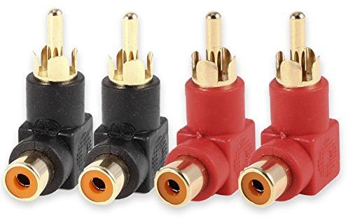 Conwork 4-Pack RCA Male to Female 90 Degree Right Angle Plug Adapters M/F Gold-Plated Connector