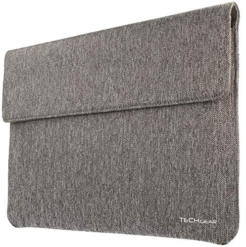 TECHGEAR Ultra Slim [Tweed Effect] Laptop Envelope Sleeve Case Cover with Pocket fits Apple MacBook Air 11 Inch, Macbook 12 Inch, iPad Pro 12.9 & other Tablets, Notebooks of similar size [PLATINUM]