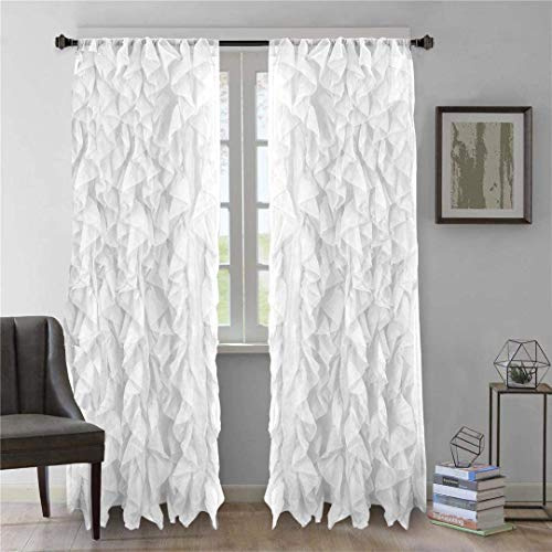 DiamondHome 2pc Cascade Shabby Chic Sheer Ruffled Curtain Panel (White, 84 L Panel Pair)