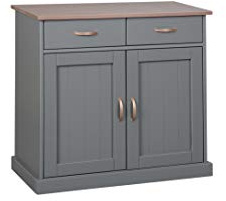 Inter Link - Kommode - Anrichte - 2 Türen - 2 Schubladen - Kiefer Massivholz - grau sepia braun lackiert - Landhausstil - Luzerna 3.1