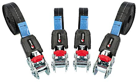 TENSYS Heavy Duty Ratchet Straps - 4 Pack 25mm Wide Tie Down Straps with Buckles for Moving, Cargo, Roof Rack, Motorcycle Accessories, Furniture, and Luggage - 5 Metre Length