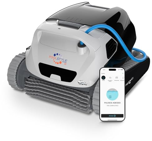 Dolphin POOLSTYLE 35i Robot pulitore Automatico per Piscina interrata Fino a 12m - Arrampicata su Parete - Accessori Piscina