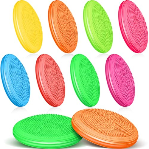 Libima 8 Pcs Wiggle Seat Inflated Wobble Cushion Sensory Seat Flexible Balance Board Balance Disc for Kids Men Women Physical Exercise Improving Posture Home Office Classroom(Neon Color)