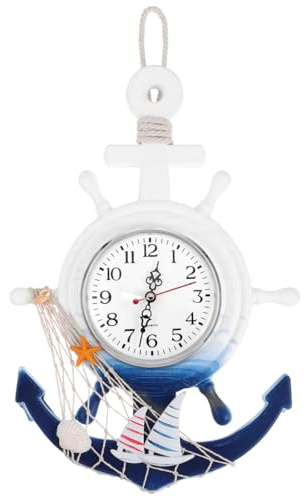 TOPBATHY Boat Anchor Wall Clock, Mediterranean Style Mirror Decor Clock | Coastal Style Home Decoration, Versatile Hanging Ornament, Ocean Inspired Decorative Accent