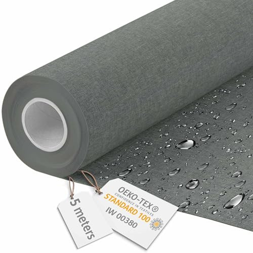 DreamRoots Segeltuch Wasserdicht - Polsterstoff Meterware Flachsimitation 160 cm breit - Wasserabweisender Stoff 220 g/m2 600D - Markisenstoff Wasserdicht Meterware Star Dust 5M