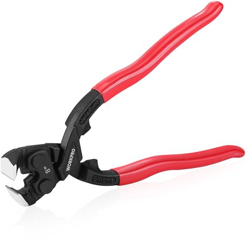 WORKPRO Alicates de Corte Frontal 200 mm, Alicate de Corte Final, Tenaza Multifuncional Robusta, Tenaza de Corte, Extractor de Clavos de Alto Rendimiento con Mango Largo