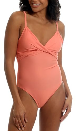 Light & Shade Bañador de una Pieza con Acolchado extraíble sin Aros para Mujer, Coral, EU 46