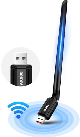 RUIZHI 6 Wi-Fi Stick para PC, AX900Mbps+5DBI Antena (5,8 GHz/2,4 GHz), Dual Band USB WiFi, Free CD-Drive, WiFi USB Wifi Adaptador para Win10/11 PC/Desktop / Laptop