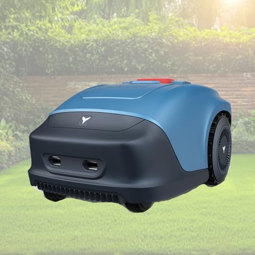 FJYAWEN Robot Cortacésped para Jardines De hasta 1000 M², Cortacésped Inalámbrico con Cables Delimitadores, Ancho Y Alto De Corte 18 Cm/20-55 Mm, Protección Antilluvia Y Antirrobo