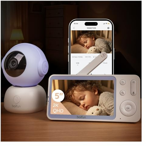 BOIFUN 5 WiFi Baby Monitor with App, 2K Night Vision, Safe Encrypted, 2026