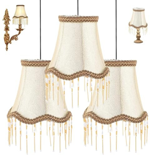 Lampe Victorienne,3 Pièces Shade de Lampe Vintage,Abat-Jour Vintage,Abat Jour Lampe Chevet,Abats-Jour,Petit Ombre Vintage avec des Glands,pour Lampes de Chevet et Lustres
