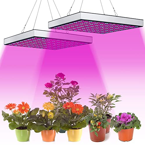 Ansobea 2 x 45 W LED-växtlampa, fullspektrum med 225 lysdioder, 4050 lm fullt spektrum LED-odling, odlingsljus tillväxtlampor för inomhusväxter, grönsaker, blomma, sådd, odlingshyllor, växthus