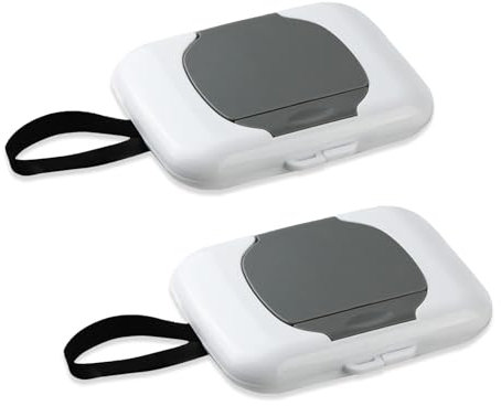 2-Pack Wet Wipes Dispenser Box Reusable Baby Wipes Dispenser Portable Double Cover Dustproof Design Silicone Sealing Strip Waterproof and Moisture-Proof Hanging Design Refillable