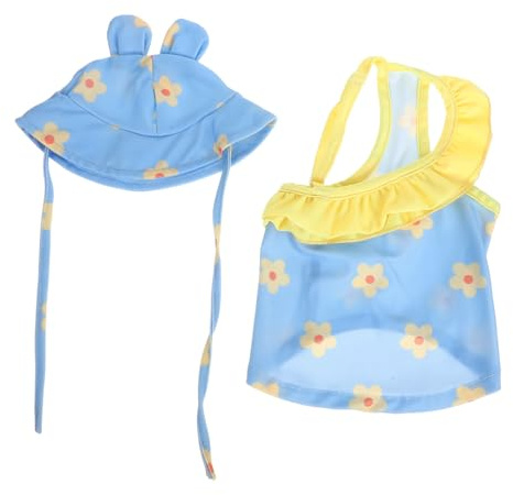 Kisangel Trajes de Baño para Mascotas Bikini Transpirable para Perros Pequeños con Sombrero para Playa y Piscina Color Pequeño