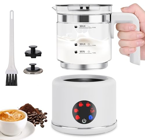 Montalatte Elettrico, Montalatte Elettrico in acciai inossidabili, Automatico 6 in 1 Cappuccinatore Elettrico, Design Diviso, Adatto per Caffè, Latte Caldo, Cappuccino, Macchiato, ecc.