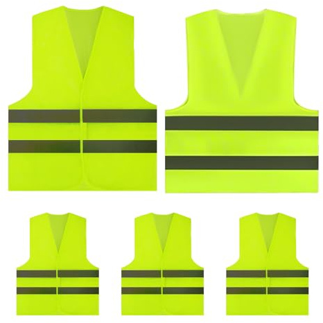 Vexnaro 5 Pezzi Gilet di Sicurezza Alta visibilità Gialli, per Adulti, Gilet di Sicurezza, Giubbotti Riflettenti per Auto e Cantiere, Giubbotto Unisex per Conducenti, Lavoratori e Assistenza Stradale