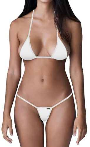 Sohimary 221 Damen Mini String Tanga Bikini XS S M 32 34 36 38 Weiß