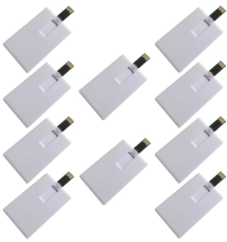Fenglangrong 10 Unidades Flash USB, Forma De Tarjeta Bancaria De Crédito De Blanco 4GB Unidad Flash Memory Stick U Disk Memorias USB para Copia De Seguridad De Datos, Transferencia De Archivos
