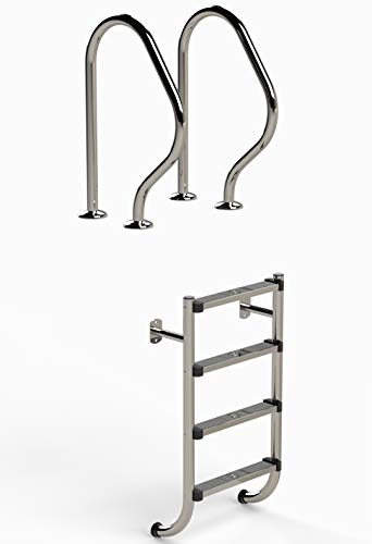Ideal Eichenwald Geteilte 4- stufige Tiefbeckenleiter Schwimmbadleiter Poolleiter Edelstahlleiter Leiter