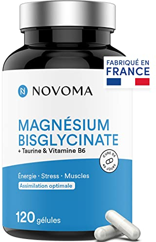 NOVOMA Magnesio Completo, Magnesio Bisglicinato Con Taurina e Vitamina B6, Dosaggio Potente & Alta Biodisponibilità, Contro lo Stress e la Stanchezza, 120 capsule Vegane
