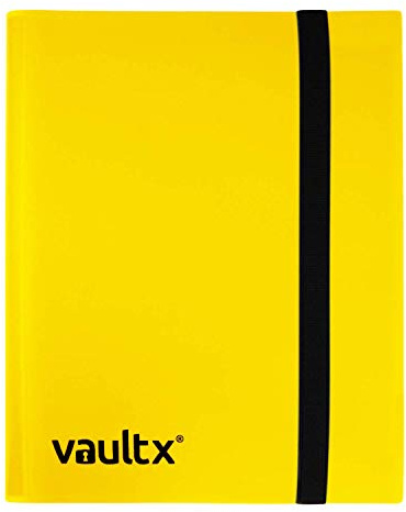 Vault X 4 Pocket Trading Card Strap Binder, 160 cards, Standard, 20 Side-Loading Pages, Folder for Collectible Card Games, Sports, TCG (Yellow)