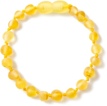 ZHAOXIA Pulsera de ámbar báltico auténtico(Butterscotch Raw) - 14cm Long - Tobillera - 100% ámbar báltico auténtico - joyería Hecha a Mano