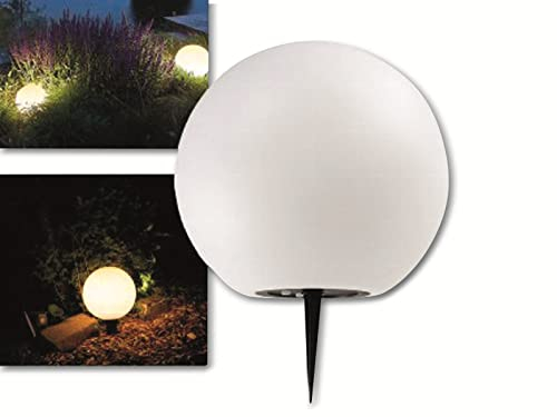 Lampada solare a sfera 25cm - lampada solare con picchetto da terra, cella solare, batteria, IP44 resistente alle intemperie, sensore crepuscolare, 3000k / bianco caldo