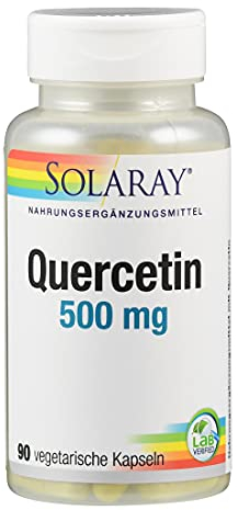 Solaray Quercetin | 500 mg pro Kapsel | 90 Kapseln | laborgeprüft | vegan | glutenfrei | ohne Gentechnik | Nahrungsergänzungsmittel mit Bioflavonoiden | Verbesserung der Aufnahme von Vitamin C
