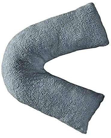EGYPTO Polyester Teddy V Shape Boomerang Standard Pillow with case - Tri Cushion, Super soft, Luxurious, Decorative for Living Room, Bedroom, Home Décor (Size: 30cm x 78cm approx., Grey)