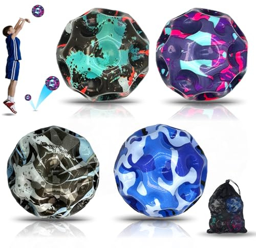 ROMINVIC Jump Ball, 4 pezzi Moon Ball originale, 5 AWG per auto con M8, facile da afferrare, Flummies Galaxy per ragazzi